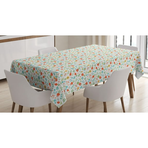 Ambesonne Floral Tablecloth Rectangular Table Cover, Lily of Valley and Berry, 60"x84", Multicolor