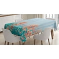 thumbnail image 1 of Ambesonne Floral Tablecloth Rectangular Table Cover, Oak Garden Flowers Buds, 52"x70", Coral Sky Blue, 1 of 4