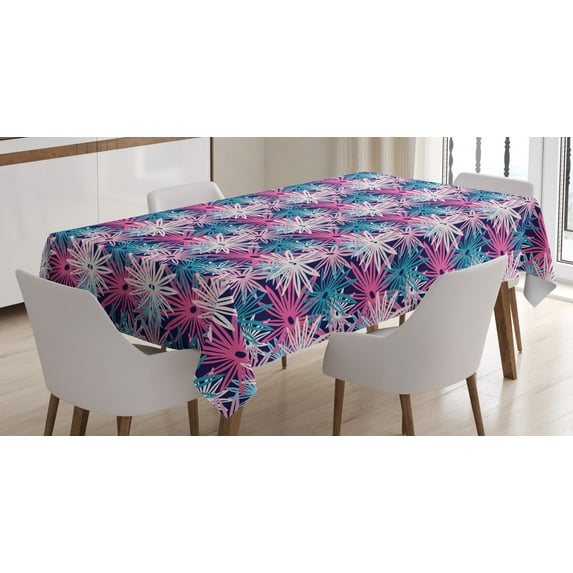 Ambesonne Floral Tablecloth Rectangular Table Cover, Overlapping Doodle Petals, 60"x84", Multicolor