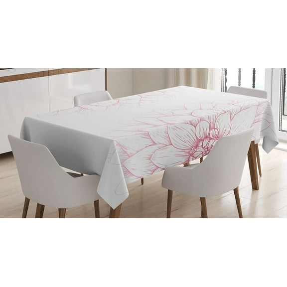 Ambesonne Floral Tablecloth Rectangular Table Cover, Pink Blossom Flower, 60"x90", White and Pink