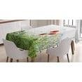 thumbnail image 1 of Ambesonne Floral Tablecloth Rectangular Table Cover, Red Poppies Dragonfly, 60"x90", Green Red, 1 of 4