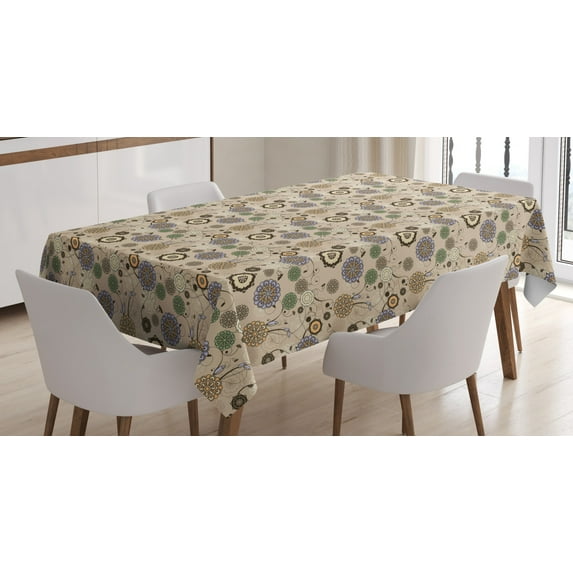 Ambesonne Floral Tablecloth Rectangular Table Cover, Round Flower, 60"x90", Multicolor