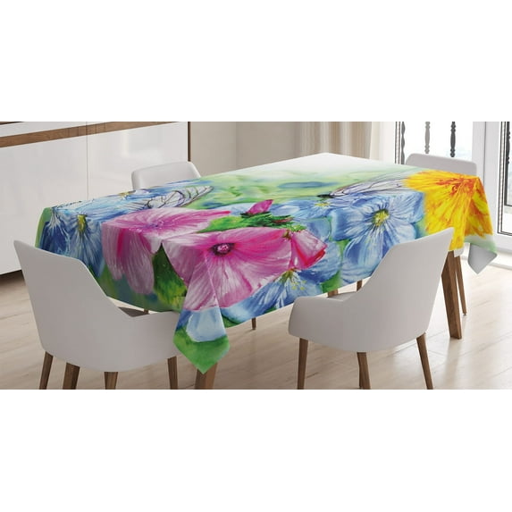 Ambesonne Floral Tablecloth Rectangular Table Cover, Spring Blossom, 60"x90", Multicolor