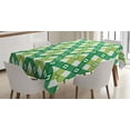 thumbnail image 1 of Ambesonne Floral Tablecloth Rectangular Table Cover, Striped Retro Old Motif, 52"x70", Lime Green Forest Green, 1 of 4