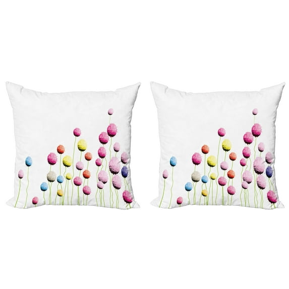 Ambesonne Floral Throw Pillow Cover 2 Pack, Amaranth Flower Pattern, 20", Multicolor
