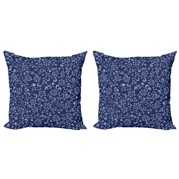 Ambesonne Floral Throw Pillow Cover 2 Pack, Baroque Classic Damask, 18", Indigo Violet Blue
