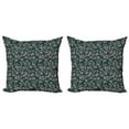 thumbnail image 1 of Ambesonne Floral Throw Pillow Cover 2 Pack, Bicolor Spring Meadow Flora, 18", Hunter Green Grey Pink, 1 of 5