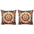 thumbnail image 1 of Ambesonne Floral Throw Pillow Cover 2 Pack, Botanical Colorful Circle, 24", Orange Evergreen Pink, 1 of 7