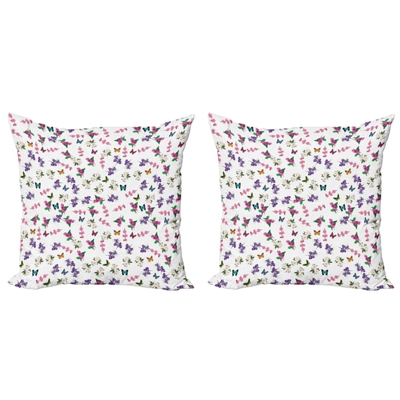 Ambesonne Floral Throw Pillow Cover 2 Pack, Bouquet of Spring Flowers, 18", Multicolor