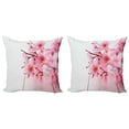 thumbnail image 1 of Ambesonne Floral Throw Pillow Cover 2 Pack, Cherry Blossom Petals, 20", Pale Pink White, 1 of 2