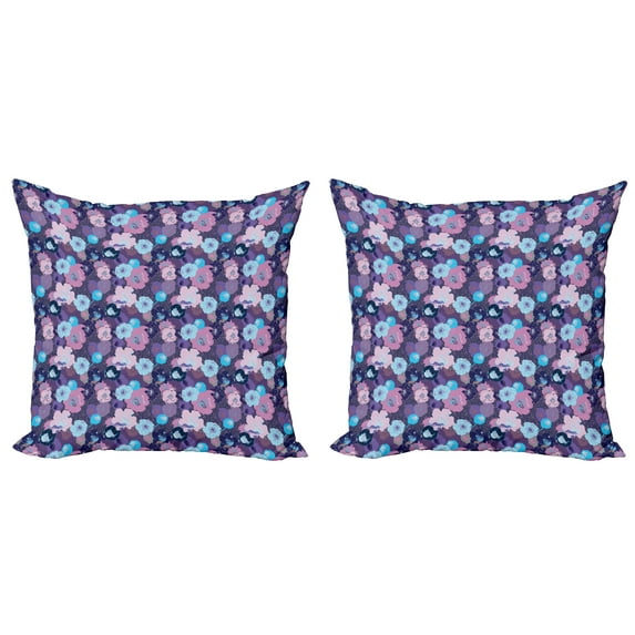 Ambesonne Floral Throw Pillow Cover 2 Pack, Fantasy Peony Hibiscus, 20", Multicolor