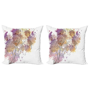 Ambesonne Floral Throw Pillow Cover 2 Pack, Flourishing Orchids, 24", Multicolor