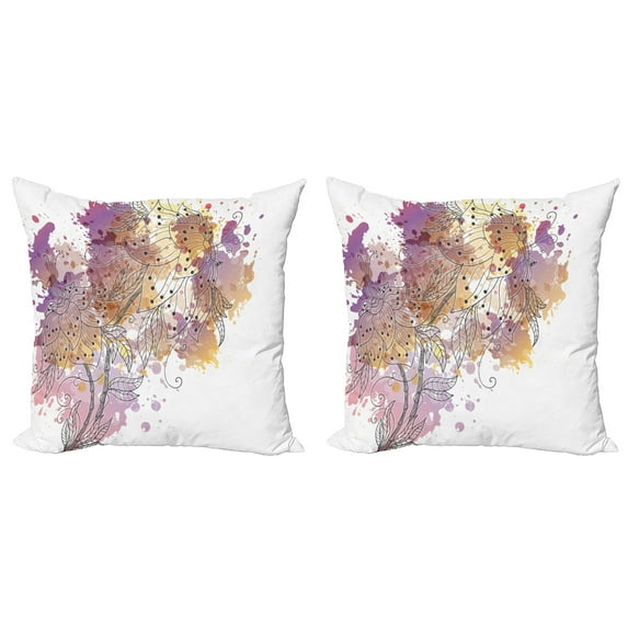 Ambesonne Floral Throw Pillow Cover 2 Pack, Flourishing Orchids, 24", Multicolor