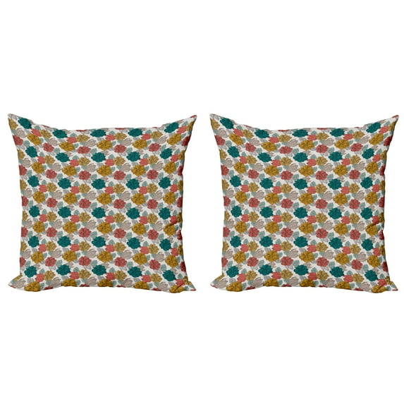 Ambesonne Floral Throw Pillow Cover 2 Pack, Flowers Bouquets, 20", Multicolor