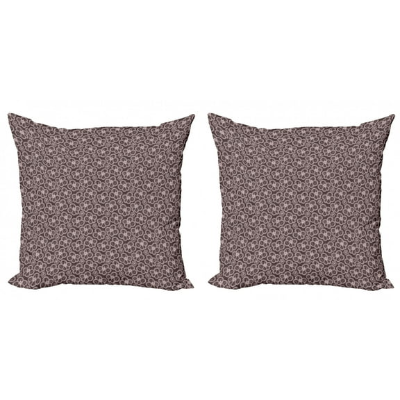Ambesonne Floral Throw Pillow Cover 2 Pack, Lacy Texture Inspiration, 18", Mauve Taupe Pale Mauve