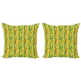 thumbnail image 1 of Ambesonne Floral Throw Pillow Cover 2 Pack, Narcissus Flower Ornate, 16", Green Yellow, 1 of 7