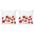 thumbnail image 1 of Ambesonne Floral Throw Pillow Cover 2 Pack, Natural Poppy Garden, 16", Orange Green, 1 of 7