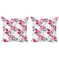 thumbnail image 1 of Ambesonne Floral Throw Pillow Cover 2 Pack, Nostalgic Leaf and Flowers, 16", Magenta Dark Grey White, 1 of 7