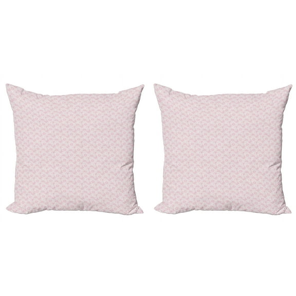 Ambesonne Floral Throw Pillow Cover 2 Pack, Ornamental Damask Stencil, 24", Blush Dried Rose