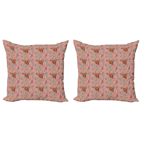 Ambesonne Floral Throw Pillow Cover 2 Pack, Pastel Magnolia Bouquet, 16", Multicolor