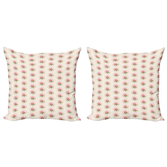 Ambesonne Floral Throw Pillow Cover 2 Pack, Pink Country Farmhouse, 24", Pale Pink White