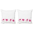 thumbnail image 1 of Ambesonne Floral Throw Pillow Cover 2 Pack, Pink Poppy Flowers Art, 16", Pink, 1 of 2