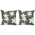thumbnail image 1 of Ambesonne Floral Throw Pillow Cover 2 Pack, Poinsettia Blossoms Art, 20", White and Caramel, 1 of 2