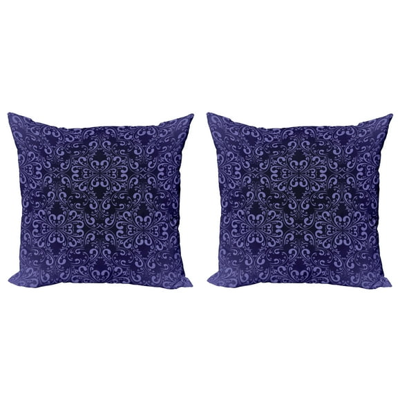 Ambesonne Floral Throw Pillow Cover 2 Pack, Royal Victorian Pattern, 24", Dark Purple Lavender