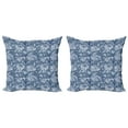 thumbnail image 1 of Ambesonne Floral Throw Pillow Cover 2 Pack, Sketch of Chrysanthemums, 20", Blue Grey Slate Blue, 1 of 5