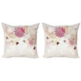 thumbnail image 1 of Ambesonne Floral Throw Pillow Cover 2 Pack, Spring Flower Butterfly, 18", Cream Pink, 1 of 6