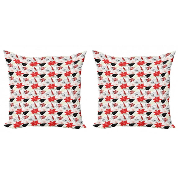 Ambesonne Floral Throw Pillow Cover 2 Pack, Summer Inspired Botanical, 16", Multicolor