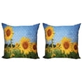 thumbnail image 1 of Ambesonne Floral Throw Pillow Cover 2 Pack, Sunflowers on the Wall, 16", Yellow Green, 1 of 2