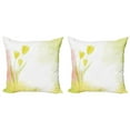 thumbnail image 1 of Ambesonne Floral Throw Pillow Cover 2 Pack, Tulip Flower Watercolor, 16", Green Beige, 1 of 6