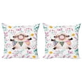 thumbnail image 1 of Ambesonne Floral Throw Pillow Cover 2 Pack, Watercolor Cartoon Sheep, 20", Multicolor, 1 of 7