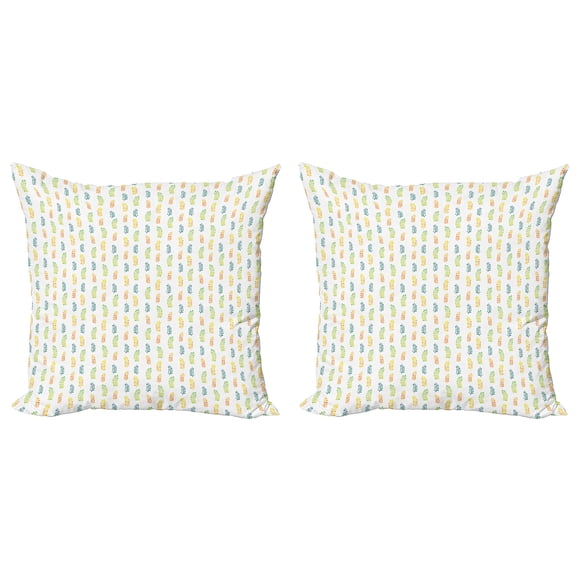 Ambesonne Floral Throw Pillow Cover 2 Pack, Watercolor Foliage Motif, 20", Multicolor