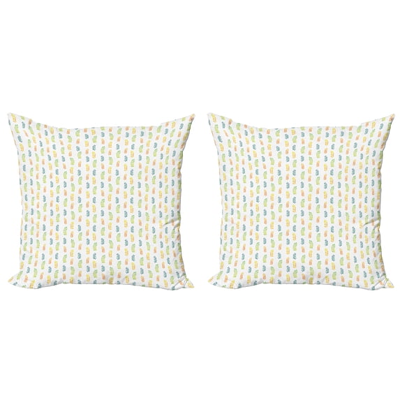 Ambesonne Floral Throw Pillow Cover 2 Pack, Watercolor Foliage Motif, 24", Multicolor
