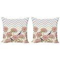 thumbnail image 1 of Ambesonne Floral Throw Pillow Cover 2 Pack, Zigzags Flowers and Birds, 20", Multicolor, 1 of 6