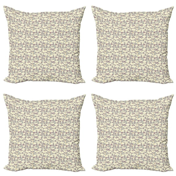 Ambesonne Floral Throw Pillow Cover 4 Pack, Abstract Calla Lily, 18", Purple Grey Ivory