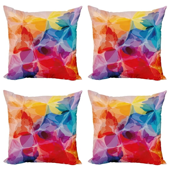 Ambesonne Floral Throw Pillow Cover 4 Pack, Abstract Creative Art, 18", Multicolor