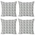 thumbnail image 1 of Ambesonne Floral Throw Pillow Cover 4 Pack, Abstract Doodle Pattern, 20", Pale Grey White, 1 of 2