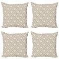 thumbnail image 1 of Ambesonne Floral Throw Pillow Cover 4 Pack, Abstract Pattern Leaves, 18", Tan Cream, 1 of 2
