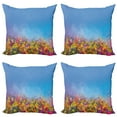 thumbnail image 1 of Ambesonne Floral Throw Pillow Cover 4 Pack, Abstract Sky Dreamy Flowers, 16", Deep Sky Blue Multicolor, 1 of 2