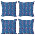thumbnail image 1 of Ambesonne Floral Throw Pillow Cover 4 Pack, Blooming Lilies and Phloxes, 24", Azure Blue Multicolor, 1 of 2