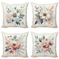 thumbnail image 1 of Ambesonne Floral Throw Pillow Cover 4 Pack, Blushing Romance of Flowers, 12"x20", Blue Grey Rose Eggshell, 1 of 2