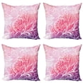 thumbnail image 1 of Ambesonne Floral Throw Pillow Cover 4 Pack, Boho Intricate Floral Design, 18", Pink Purple White, 1 of 2