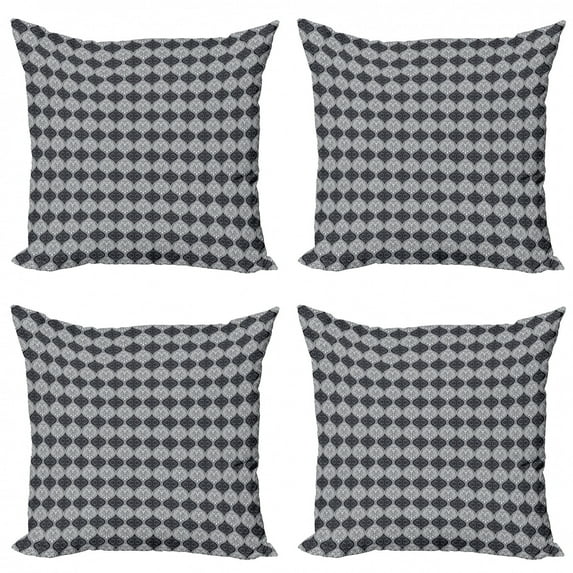 Ambesonne Floral Throw Pillow Cover 4 Pack, Botanical Abstract Damask, 20", Purpleblue Blue Grey