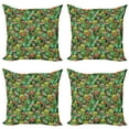 thumbnail image 1 of Ambesonne Floral Throw Pillow Cover 4 Pack, Cactus Flowers Garden, 16", Multicolor, 1 of 5