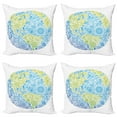 thumbnail image 1 of Ambesonne Floral Throw Pillow Cover 4 Pack, Climate Change, 24", Blue Lime Green, 1 of 5