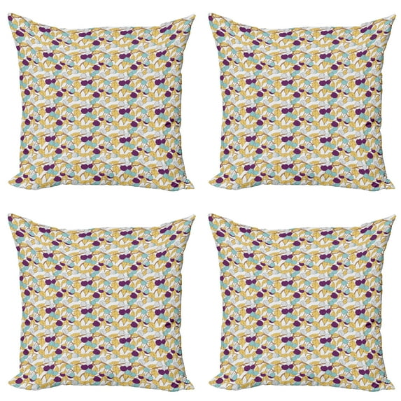 Ambesonne Floral Throw Pillow Cover 4 Pack, Colorful Fruits and Leaves, 24", Multicolor