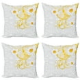 thumbnail image 1 of Ambesonne Floral Throw Pillow Cover 4 Pack, Daffodils Ornaments Art, 16", Grey Yellow, 1 of 7
